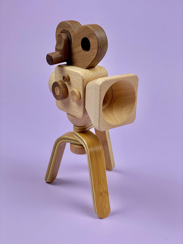 Wooden Film Camera with Tripod - Light Lion